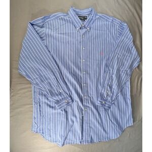 Ralph Lauren Classic Fit Long Sleeve Blue Shirt Men's 3XLT Tall Preppy
